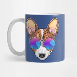 Hipster smiling dog Basenji Mug